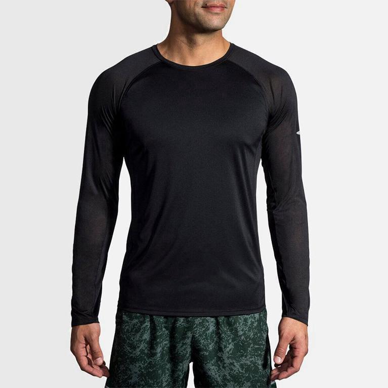 Brooks Stealth Mens Long Sleeve Running Shirt - Grey - Philippines (328015AUD)